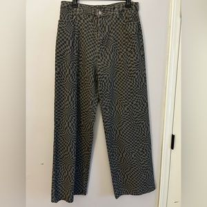 wide leg checkered jeans